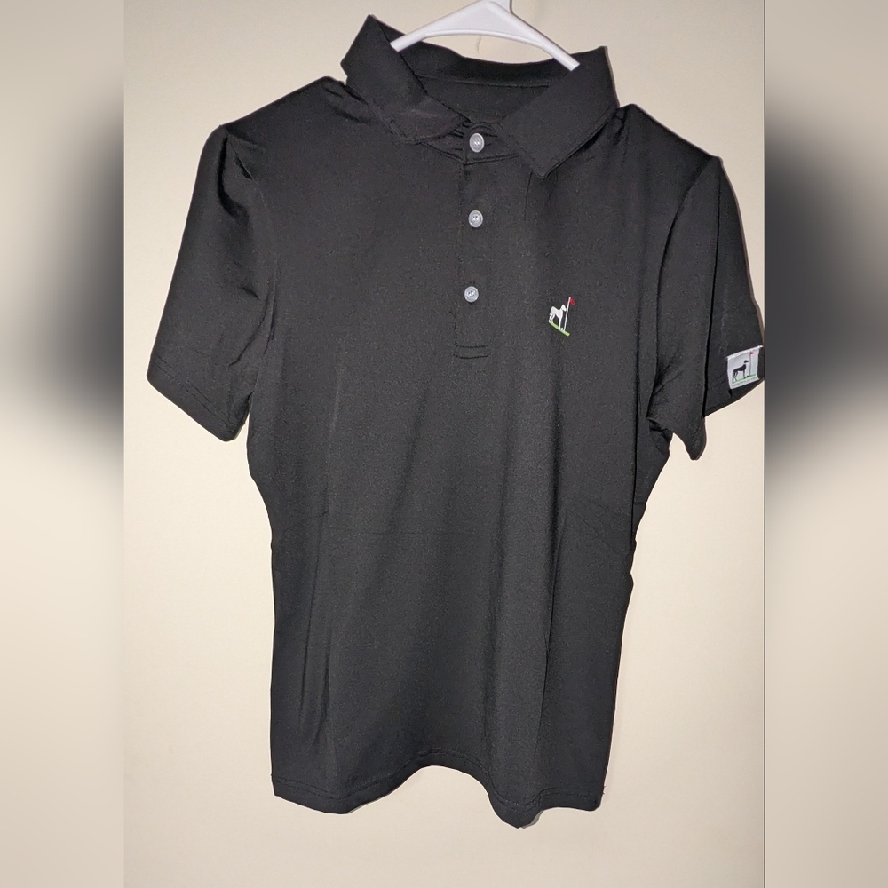 Women's Golf Pickleball Shirt Large Moisture Wicking SPF 30 Proud 90 NWOT Black